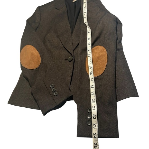 Cremieux Womens Brown Patch Sleeve one Button Front Blazer Sz 2 - Picture 12 of 15